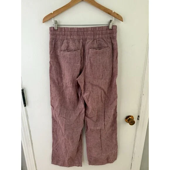 Athleta Women’s 6 Pants Cabo Linen Wide Leg Pant in Tawny Rose/Orchid Pink - Picture 4 of 9